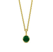 This emerald birthstone necklace features a rich green gemstone set in a classic pendant necklace for women.